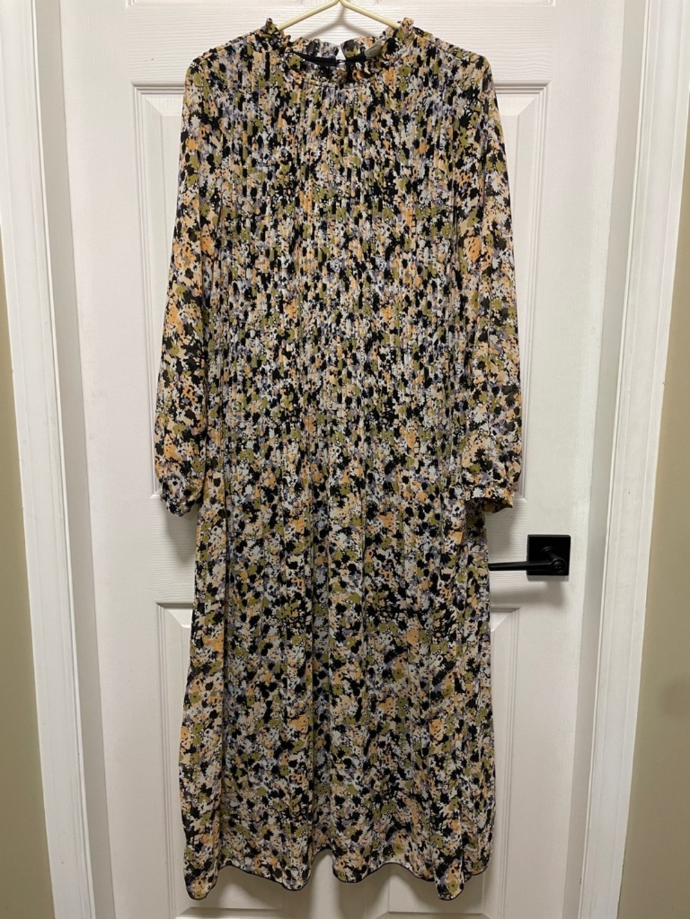 Anko | Pleated | High-Neck | Ruffle | Midi | Dress | Floral | Lined | Size 12